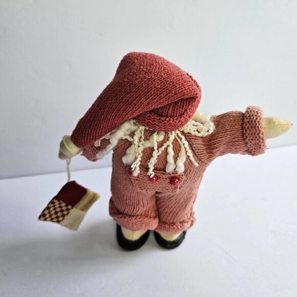 Vintage Cloth Cottagecore Santa Doll Ornament 6.5" Scandinavian Style Holiday - Picture 6 of 9
